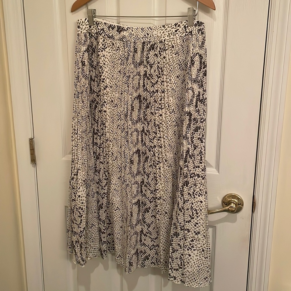 J Crew Pleated Snakeskin print midi skirt